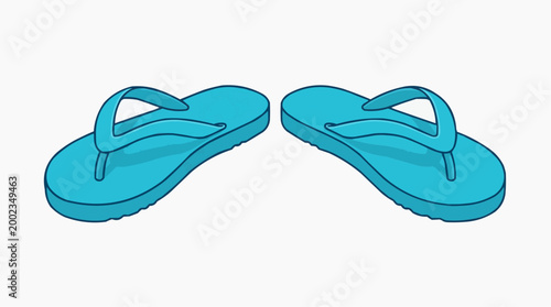 A pair of turquoise flip-flops, offering a vibrant symbol of summer, relaxation, and carefree vibes.