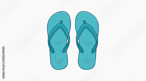 Two vibrant aqua flip-flops, the embodiment of summer ease and beachy vibes, set against a simple backdrop, perfectly capturing the essence of relaxation and carefree living.