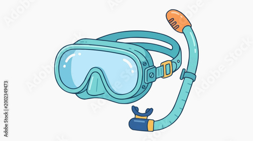 Dive into a world of underwater exploration with this illustration of a vibrant aqua diving mask and snorkel, the essence of aquatic adventure. 