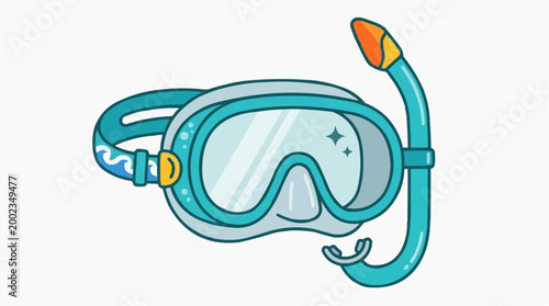 Dive into the depths of relaxation with this vibrant illustration of a snorkeling mask, designed for underwater exploration. Perfect for those seeking aquatic adventures!