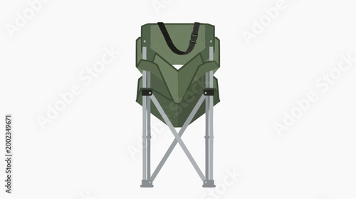 An artistic perspective of folding camping chair stands on a neutral backdrop, highlighting its design.