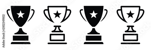 Trophy cup award icon collection, winner prize symbols
