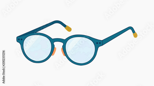 A modern pair of eyeglasses, rendered in a crisp, clean, minimalist style, emphasizing sleek design and functionality.