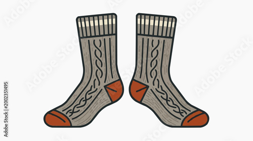 A cozy pair of knitted socks, displayed against a backdrop, exuding warmth and comfort, perfectly suited for winter's embrace.