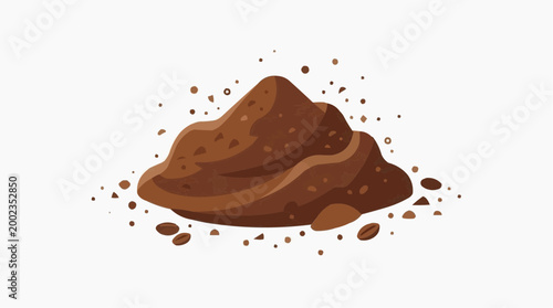 A stylized illustration depicting a pile of rich, brown soil with scattered particles, perfect for agricultural and environmental themes.