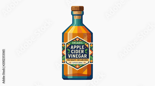 An elegant bottle of organic apple cider vinegar, ready to use in culinary creations, representing a perfect blend of tradition and well-being.
