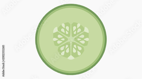 A refreshing single cucumber slice, showcasing its vibrant green hue and intricate internal structure. A perfect visual of a healthy eating option.
