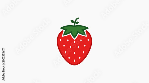 A vibrant and stylized strawberry, bursting with fresh red hue, exemplifies the quintessential freshness of summer with delightful simplicity.
