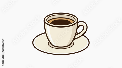 A minimalist, isolated image of a classic coffee cup on a saucer, exuding warmth and comfort, perfectly capturing the essence of a simple, comforting moment.