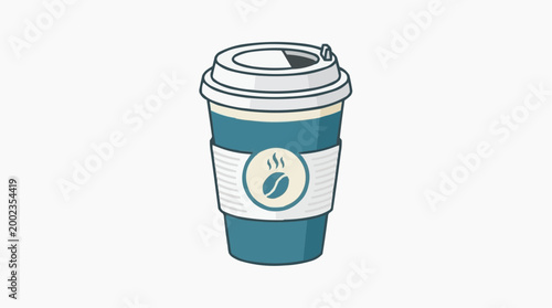 A close-up, graphic illustration of a coffee cup with a lid, offering a sleek, modern aesthetic and evoking the comforting ritual of daily life.