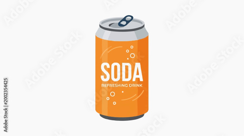 A refreshing orange soda can, depicted in a modern, illustrative style. Ideal for drink-related or product-focused design projects.