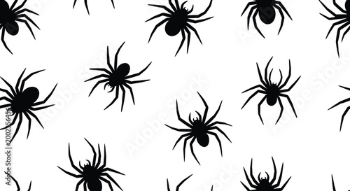 Black spider silhouettes on a white background silhouette
