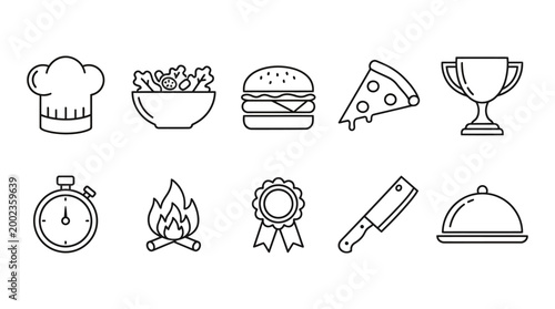 Set of Cooking and Culinary Food Line Icons for Restaurant Branding