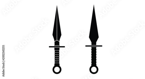 Two daggers black silhouette on white background