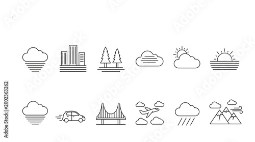 Foto flat design eco-friendly energy sources and sustainability icons set isolated on