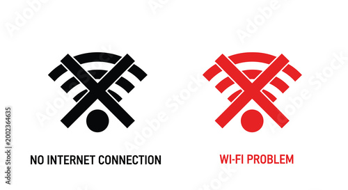 no internet connection icon black and red versions