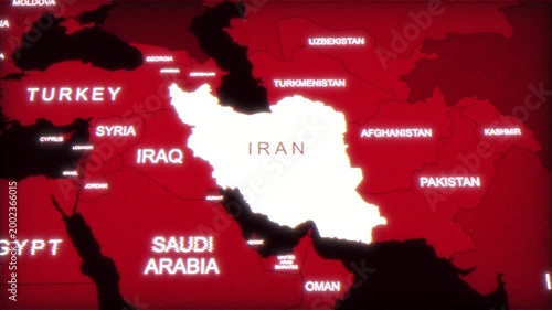 Iran Map Highlighted On Satellite HUD Map Style 01