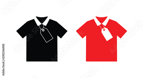 t shirts with tags black and red silhouette on white background
