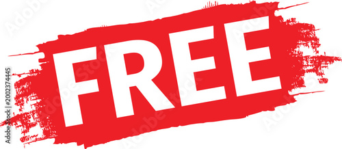 Brush stroke free text red vector illustration