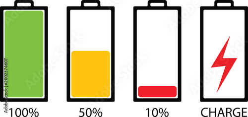 battery charge level phone charge indicator vector