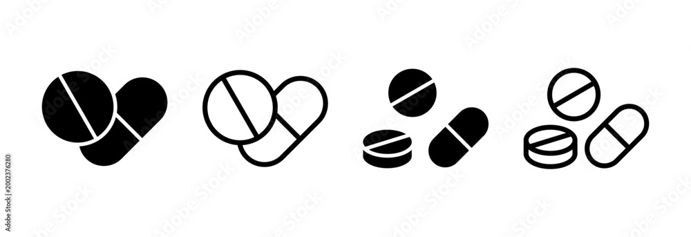 Fototapeta premium Pills icon vector illustration. capsule icon. Drug sign and symbol
