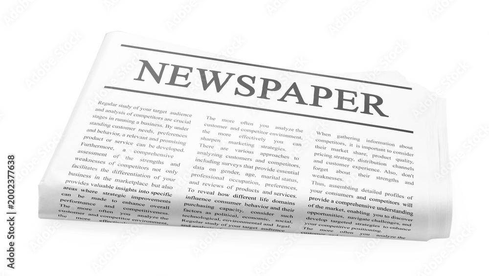 Obraz premium Folded newspaper isolated on white. Printed publication