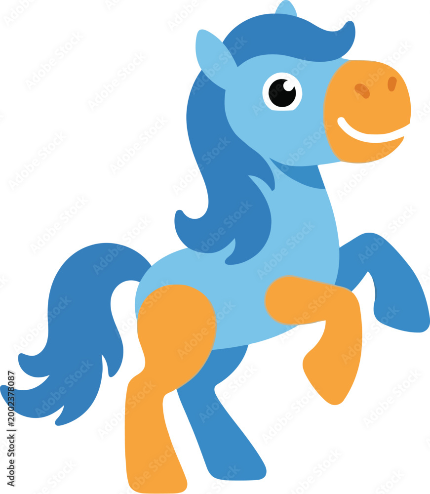 Obraz premium Horse cartoon character stands in a playful pose with a friendly expression and bright colors.