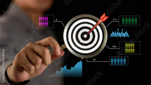 Tableau sur toile marketing strategist selects target audiences data analytics, customer segmentat