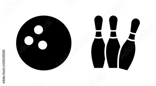 Bowling icon set vector. bowling ball and pin sign and symbol.