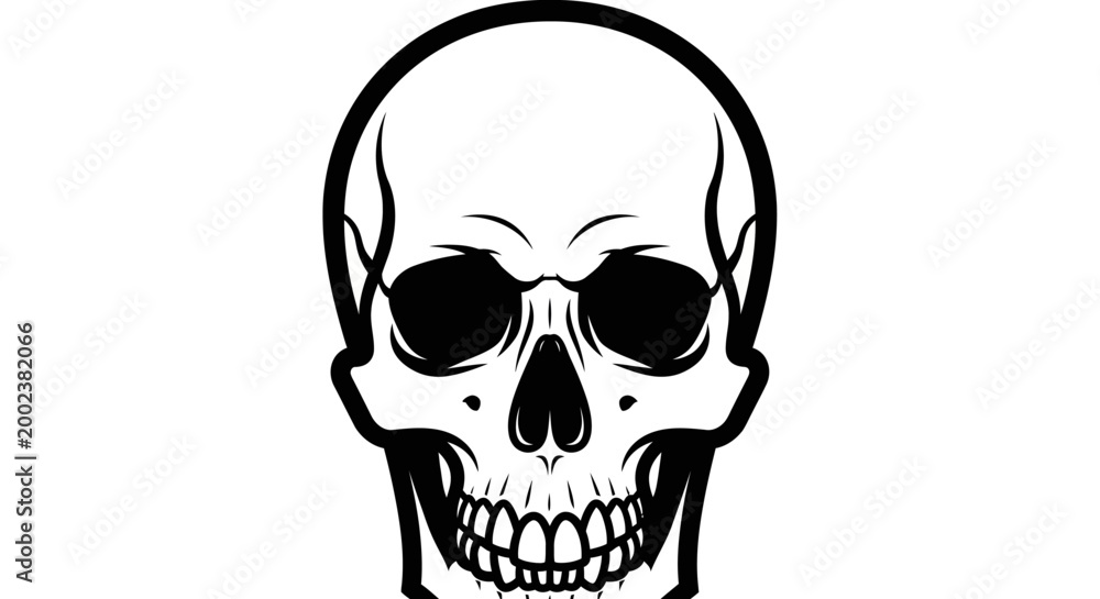 Obraz premium Black and white skull illustration isolated on white background design element