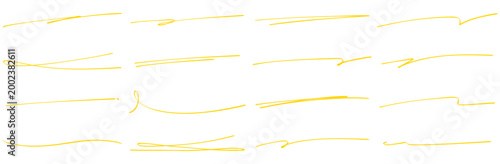 手書きのアンダーラインセット 蛍光ペンで引いたような幅広で使いやすい黄色のあしらい