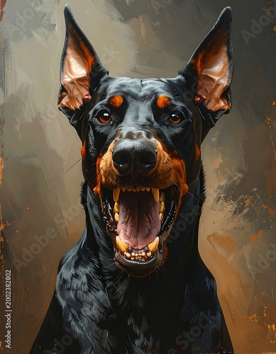 Fierce dog's open mouth