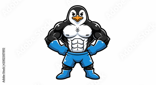 Muscular Penguin Wearing Blue Pants.