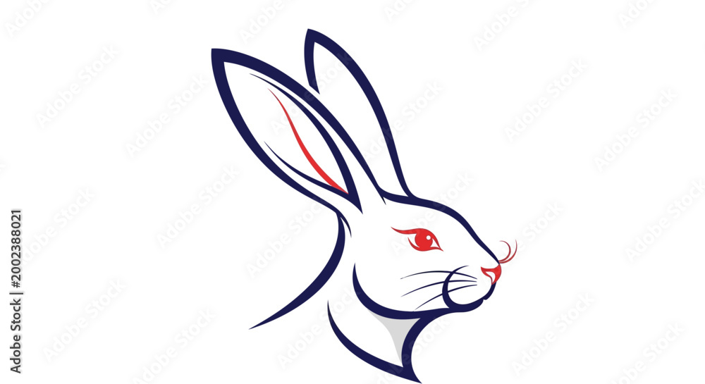 Obraz premium White rabbit head profile view.