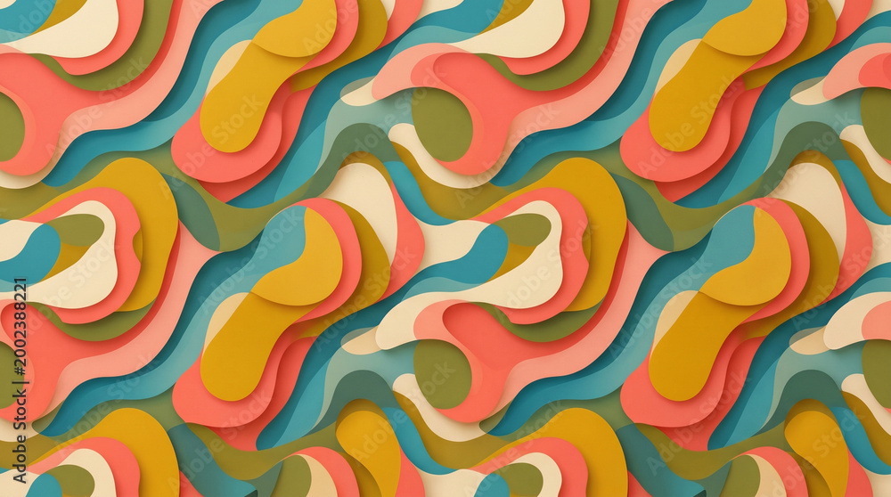 Obraz premium abstract retro wavy organic shape pattern 