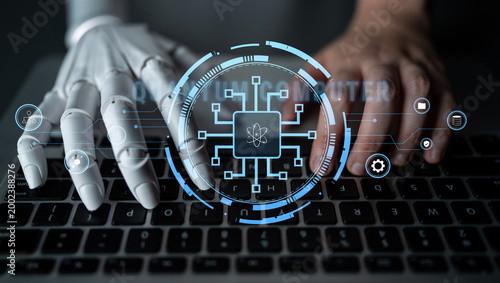 Fotografie AI on a quantum computer processor, the future of technology