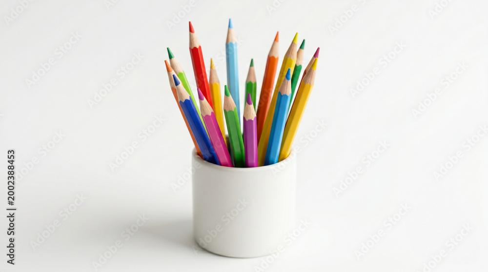 Fototapeta premium colored pencils in a cup