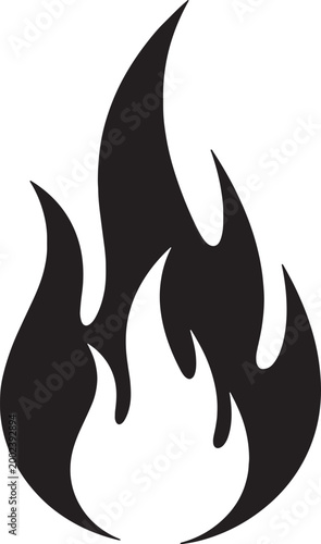 Fire flame vector icon hot ignite blaze bonfire burn inferno silhouette isolated on transparent background heat energy symbol.