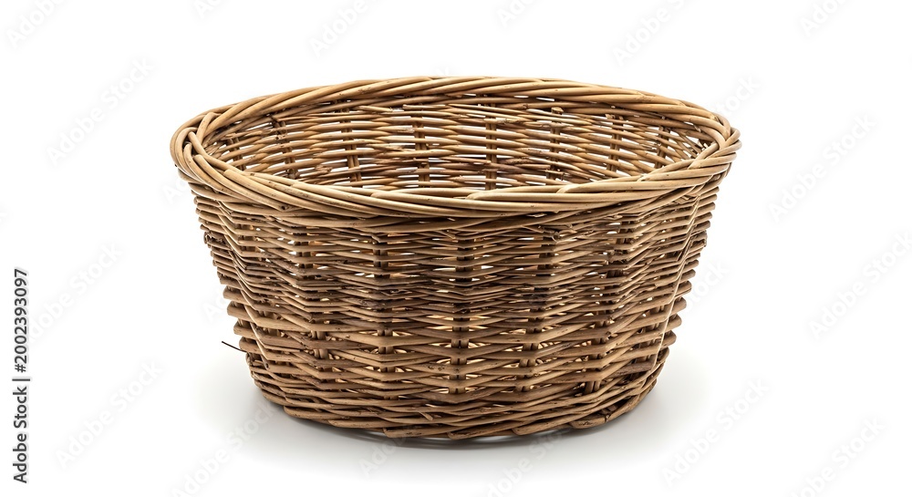 Fototapeta premium Wicker basket isolated on white background for display and presentation