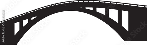 Modern concrete bridge silhouette with arch design architecture engineering structure transportation link city infrastructure highway overpass element on background.