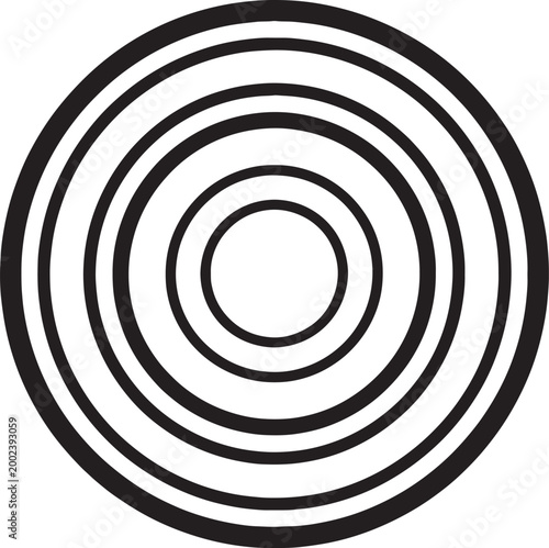 Sophisticated geometric target pattern featuring five concentric circles of varying width isolated on transparent background for clean minimalist graphic works.