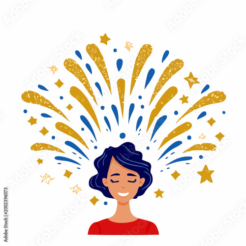 Triumphant Woman Celebration Flat Illustration Vector Graphic For Commercial Use