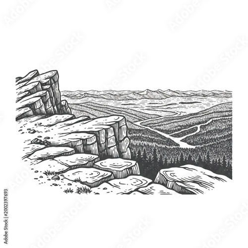 Large rocks on a cliffside edge.