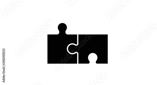 Black and white puzzle pieces connect.