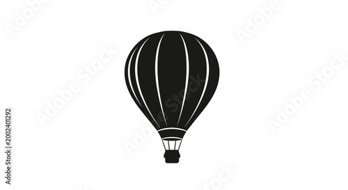 Black hot air balloon floating high.