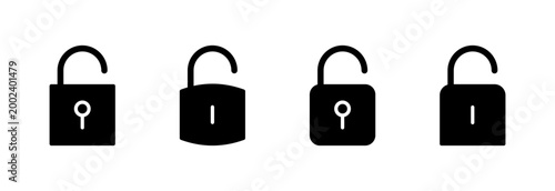 Unlock icon symbol for apps and websites. Unlock sign and symbol. unlocked padlock icon