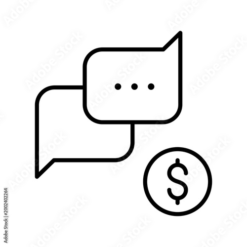 Consultation fee icon. Business and consulting line symbol. Black and white.