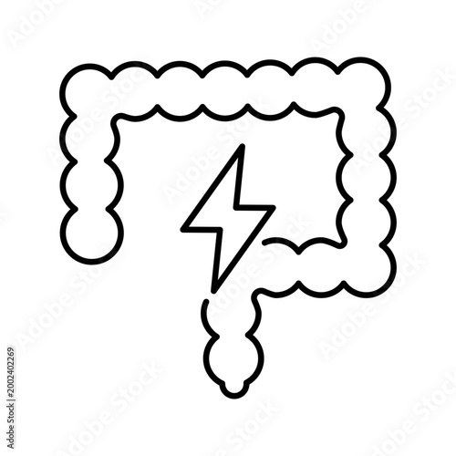 Colon inflammation icon. Healthcare and gastroenterology line symbol. Black and white.