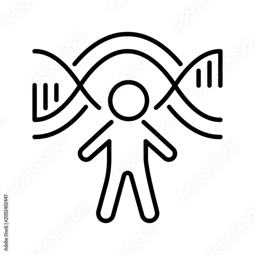 Gene editing icon. Science and genetics line symbol. Black and white.