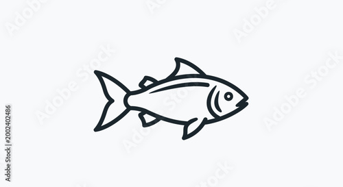 Simple Outline Icon of a Fish Swimming